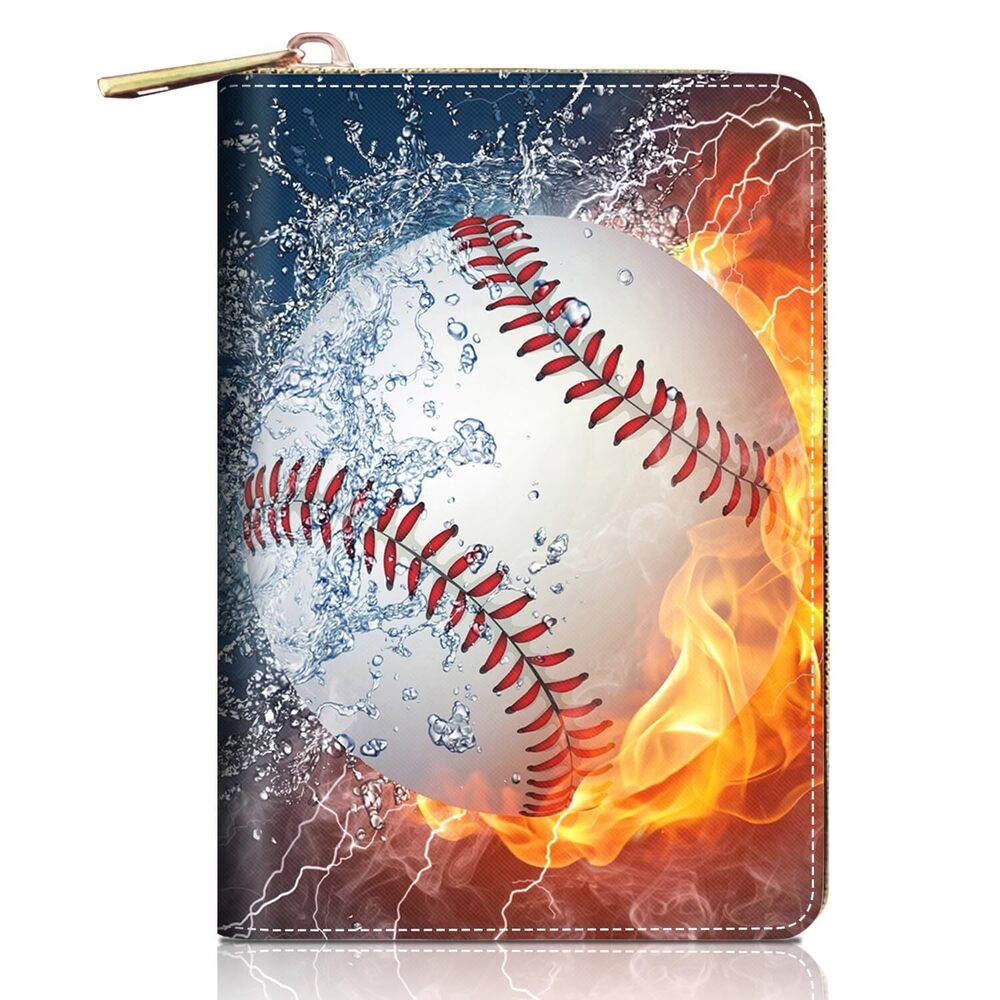 1126 Credit Card Holder Wallets , Burning Baseball Fire and Water Design